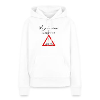 Psycho alarm - Lettrage - Sweat à capuche Premium bio Femme - blanc - Devant - Julia (174cm)