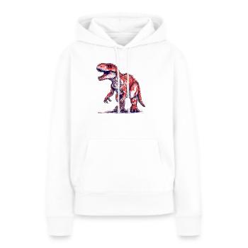 Tyrannosaurus Rex en look vintage 16 bits - Sweat à capuche Premium bio Femme - blanc - Devant - Julia (174cm)