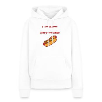J’AVALE DES SAUCISSES FUMÉES JUTEUSES - Sweat à capuche Premium bio Femme - blanc - Devant - Julia (174cm)