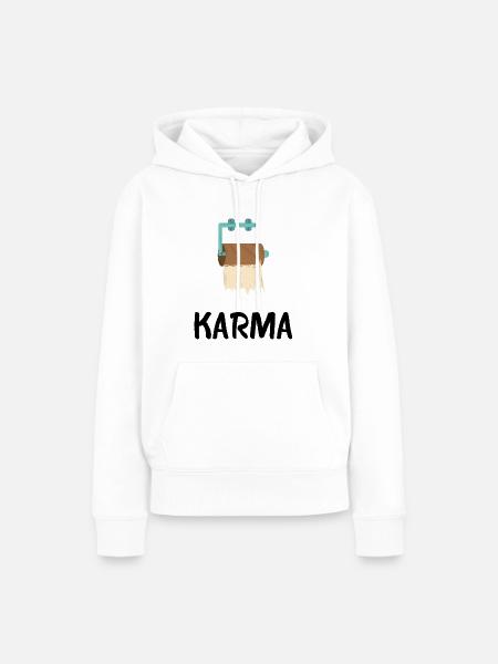 KARMA - Frauen Premium Bio Hoodie - Weiß