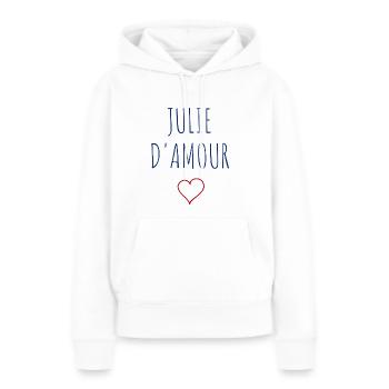 JULIE d'amour - COEUR - Sweat à capuche Premium bio Femme - blanc - Devant - Julia (174cm)