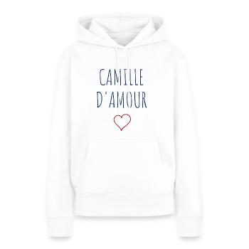 CAMILLE d'amour - COEUR - Sweat à capuche Premium bio Femme - blanc - Devant - Julia (174cm)