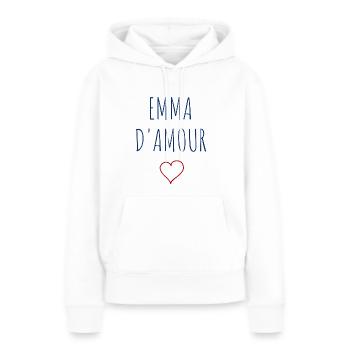 EMMA d'amour - COEUR - Sweat à capuche Premium bio Femme - blanc - Devant - Julia (174cm)