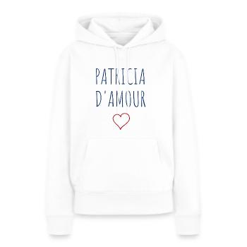PATRICIA d'amour - COEUR - Sweat à capuche Premium bio Femme - blanc - Devant - Julia (174cm)