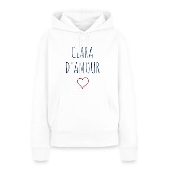 CLARA D'AMOUR - COEUR - Sweat à capuche Premium bio Femme - blanc - Devant - Julia (174cm)