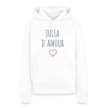 JULIA D'AMOUR - COEUR - Sweat à capuche Premium bio Femme - blanc - Devant - Julia (174cm)
