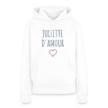 JULIETTE D'AMOUR - COEUR - Sweat à capuche Premium bio Femme - blanc - Devant - Julia (174cm)