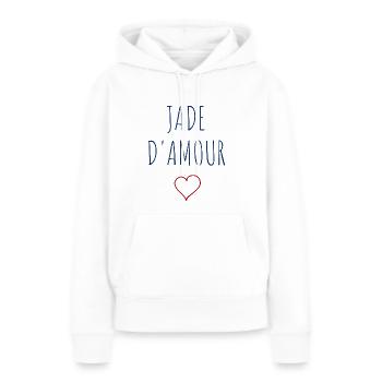 JADE D'AMOUR - COEUR - Sweat à capuche Premium bio Femme - blanc - Devant - Julia (174cm)