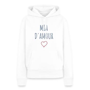 MIA D'AMOUR - COEUR - Sweat à capuche Premium bio Femme - blanc - Devant - Julia (174cm)
