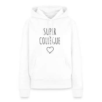 SUPER COLLÈGUE COEUR - Sweat à capuche Premium bio Femme - blanc - Devant - Julia (174cm)