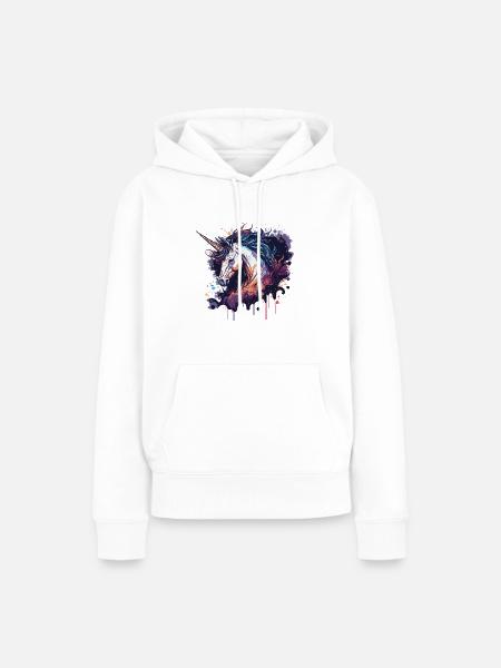 Einhorn Blumen Design - Frauen Premium Bio Hoodie - Weiß