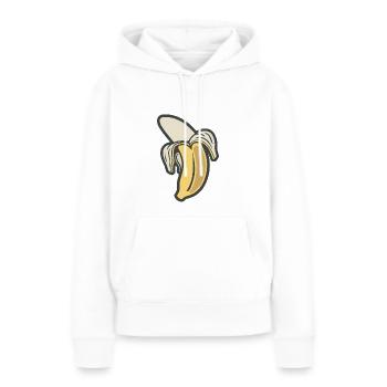 banane - Sweat à capuche Premium bio Femme - blanc - Devant - Julia (174cm)