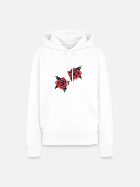 Rosen - Frauen Premium Bio Hoodie - Weiß