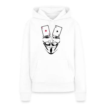 anonymous mask masque carte poker as1 - Sweat à capuche Premium bio Femme - blanc - Devant - Julia (174cm)