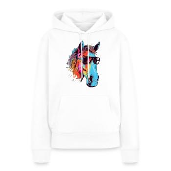 René le cheval - Sweat à capuche Premium bio Femme - blanc - Devant - Julia (174cm)