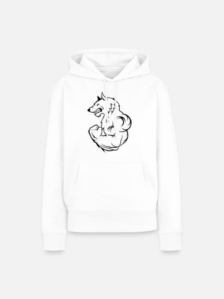 strong wolf - Frauen Premium Bio Hoodie - Weiß