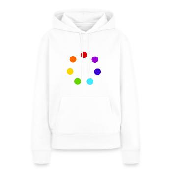 Cercle de sphères multicolores - Sweat à capuche Premium bio Femme - blanc - Devant - Julia (174cm)