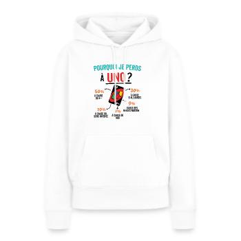Warum verliere ich bei Kartenspielen? - Frauen Premium Bio Hoodie - Weiß - Vorne - Julia (174cm)