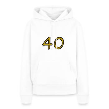 40. 40 ANS. 40e ANNIVERSAIRE. ANNIVERSAIRE 40 ANS. - Sweat à capuche Premium bio Femme - blanc - Devant - Julia (174cm)