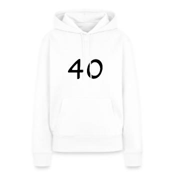 40. 40 JAHRE. 40-JÄHRIGES JUBILÄUM. 40-JÄHRIGES JUBILÄUM. - Frauen Premium Bio Hoodie - Weiß - Vorne - Julia (174cm)