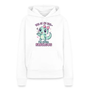 Cool Funny Gecko Dicton - queue ou pas queue - Sweat à capuche Premium bio Femme - blanc - Devant - Julia (174cm)
