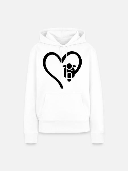 Motorroller Herz Scooter - Frauen Premium Bio Hoodie - Weiß