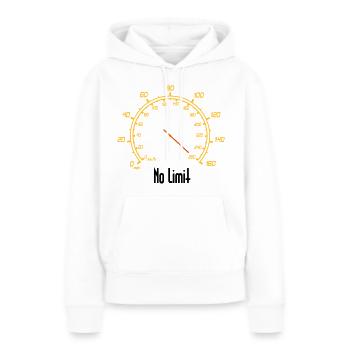 Tacho | No Limit - Frauen Premium Bio Hoodie - Weiß - Vorne - Julia (174cm)