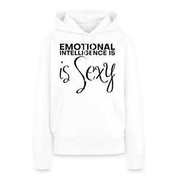 L’intelligence émotionnelle est sexy - Sweat à capuche Premium bio Femme - blanc - Devant - Julia (174cm)