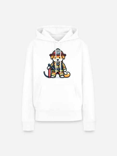 Cute Dog Firefighter - Frauen Premium Bio Hoodie - Weiß