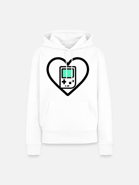 Retro Heart – Retro-Handheld-Konsole - Frauen Premium Bio Hoodie - Weiß