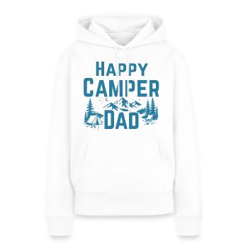 PAPA CAMPEUR HEUREUX - Sweat à capuche Premium bio Femme - blanc - Devant - Julia (174cm)
