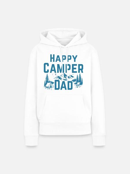 GLÜCKLICHER CAMPER-PAPA - Frauen Premium Bio Hoodie - Weiß
