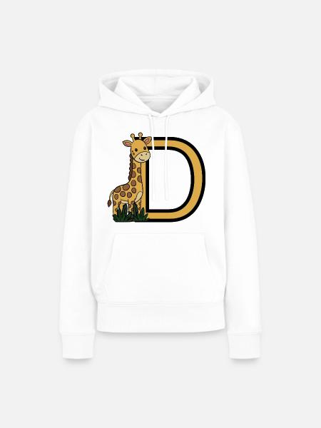 Giraffe mit Buchstaben D - Frauen Premium Bio Hoodie - Weiß