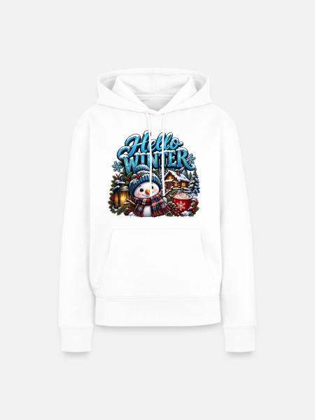 Hallo Winter-Schneemann - Frauen Premium Bio Hoodie - Weiß