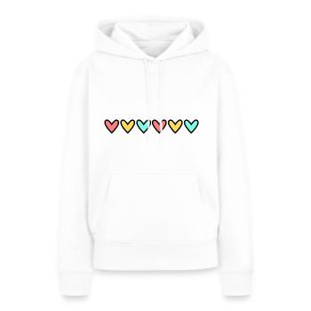 HERZ. HERZ. VALENTINSTAG. LIEBE. LIEBE. HERZ - Frauen Premium Bio Hoodie - Weiß - Vorne - Julia (174cm)