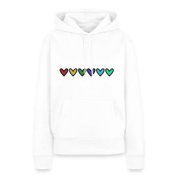HERZ. HERZ. VALENTINSTAG. LIEBE. LIEBE. HERZ - Frauen Premium Bio Hoodie - Weiß - Vorne - Julia (174cm)
