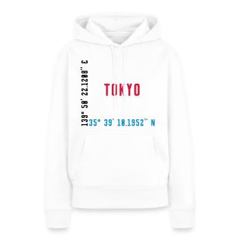 TOKYO - JAPAN - GPS COORDINATES / COORDINATES - Women’s Premium Organic Hoodie - white - Front - Julia (174cm)