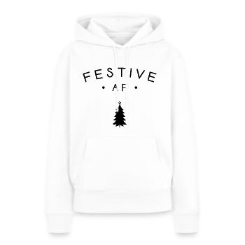 AF festif - Sweat à capuche Premium bio Femme - blanc - Devant - Julia (174cm)