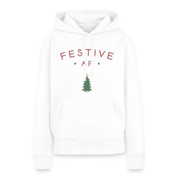 AF festif - Sweat à capuche Premium bio Femme - blanc - Devant - Julia (174cm)