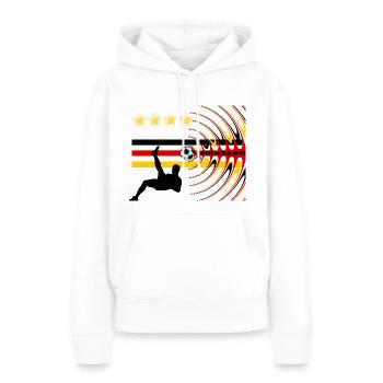 Fußball Deutschland schwarz rot gold - Frauen Premium Bio Hoodie - Weiß - Vorne - Julia (174cm)
