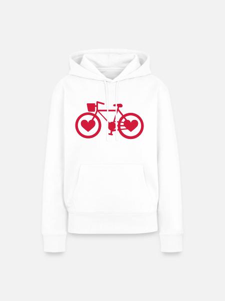 Bike Heart - Frauen Premium Bio Hoodie - Weiß