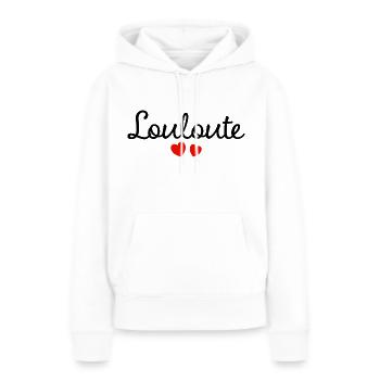 Femme Louloute Humour Mot Affectueux Couple - Sweat à capuche Premium bio Femme - blanc - Devant - Julia (174cm)