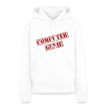 Stempel "Computergenie" - Frauen Premium Bio Hoodie - Weiß - Vorne - Julia (174cm)