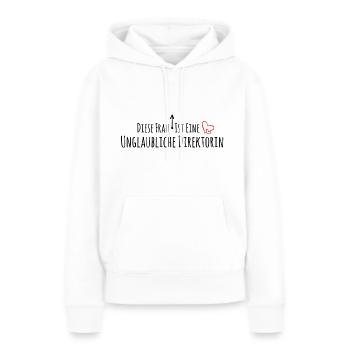 Direktorin Danke - Frauen Premium Bio Hoodie - Weiß - Vorne - Julia (174cm)