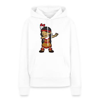 Dabbing Dab Tanzendes Indianer Mädchen Indianerin - Frauen Premium Bio Hoodie - Weiß - Vorne - Julia (174cm)
