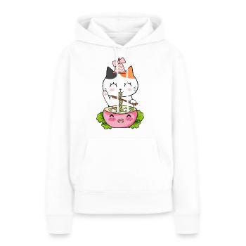 Ramen Cat Kawaii Anime - Frauen Premium Bio Hoodie - Weiß - Vorne - Julia (174cm)