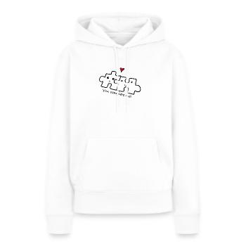 Amour relation couple - Sweat à capuche Premium bio Femme - blanc - Devant - Julia (174cm)