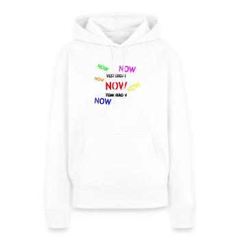 Illustration de texte de rappel dynamique - Sweat à capuche Premium bio Femme - blanc - Devant - Julia (174cm)