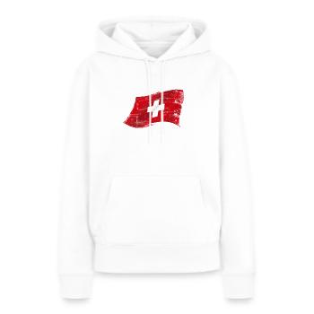 Flagge Schweiz, Drapeau suisse, Bandiera svizzera - Sweat à capuche Premium bio Femme - blanc - Devant - Julia (174cm)