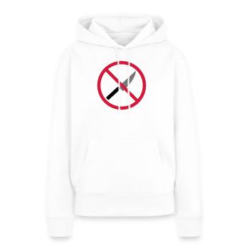 Couteau de signe interdit - Sweat à capuche Premium bio Femme - blanc - Devant - Julia (174cm)